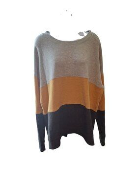 Nine Britton Colorblock Sweater XXL Gray Yellow Black Soft Girl Cozycore